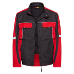 Arbeitsjacke dunkelgrau/rot Pro Line | CWS Workwear | Frontansicht mit offenem Reißverschluss