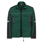 Arbeitsjacke dunkelgrün/dunkelgrau Pro Line | CWS Workwear | Frontansicht mit offenem Reißverschluss