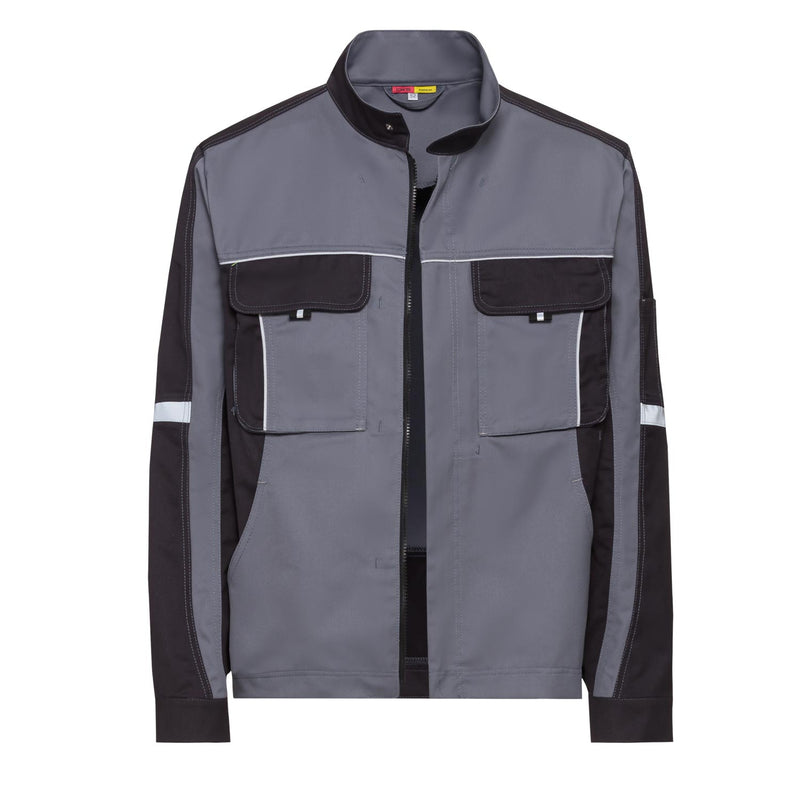 Arbeitsjacke grau/dunkelgrau Pro Line | CWS Workwear | Frontansicht mit offenem Reißverschluss
