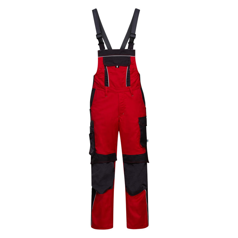 Latzhose rot/dunkelgrau Pro Line | CWS Workwear | Frontansicht